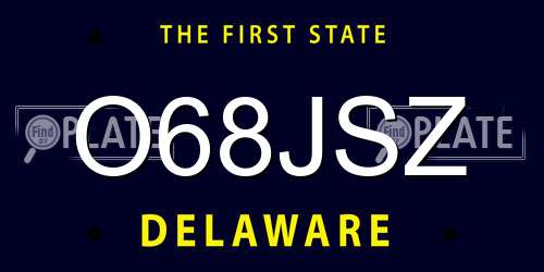 O68JSZ Delaware License Plate