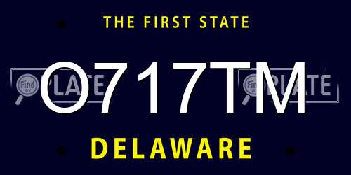 O717TM Delaware License Plate