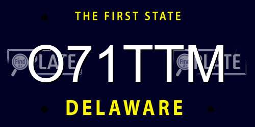 O71TTM Delaware License Plate
