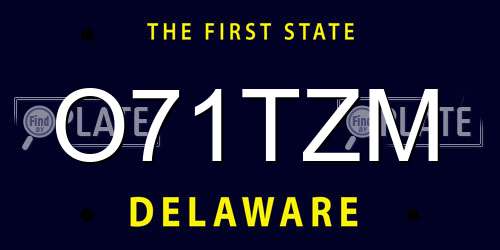 O71TZM Delaware License Plate