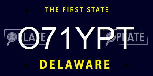 O71YPT Delaware License Plate