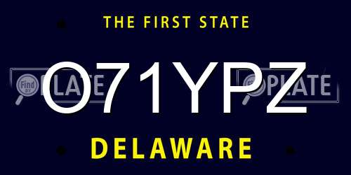 O71YPZ Delaware License Plate