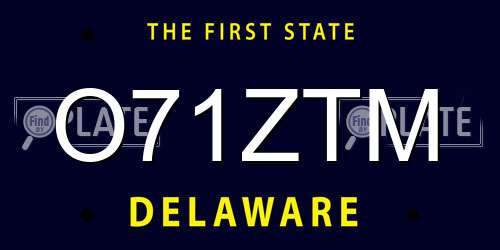 O71ZTM Delaware License Plate