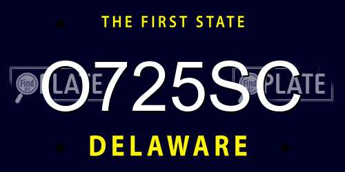 O725SC Delaware License Plate
