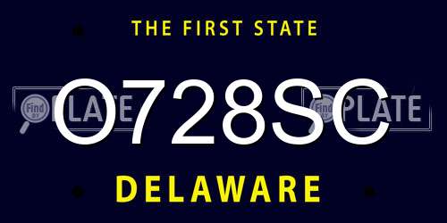 O728SC Delaware License Plate