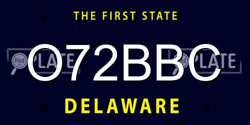 O72BBC Delaware License Plate