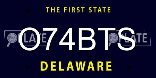 O74BTS Delaware License Plate