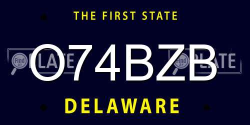 O74BZB Delaware License Plate