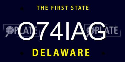 O74IAG Delaware License Plate