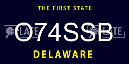 O74SSB Delaware License Plate