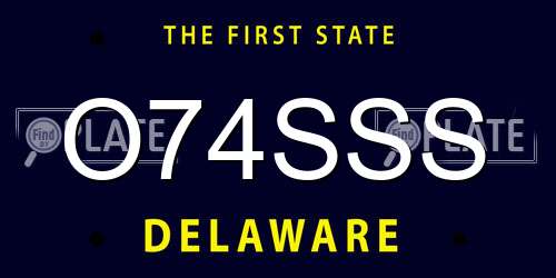 O74SSS Delaware License Plate