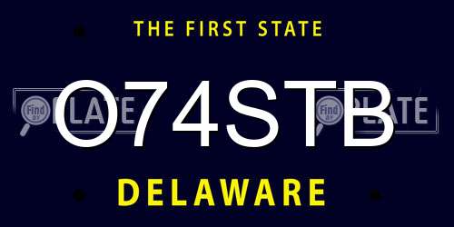 O74STB Delaware License Plate