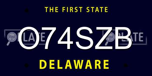O74SZB Delaware License Plate
