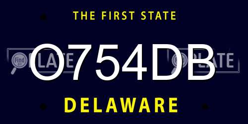 O754DB Delaware License Plate