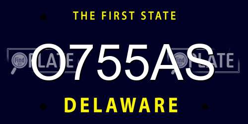 O755AS Delaware License Plate
