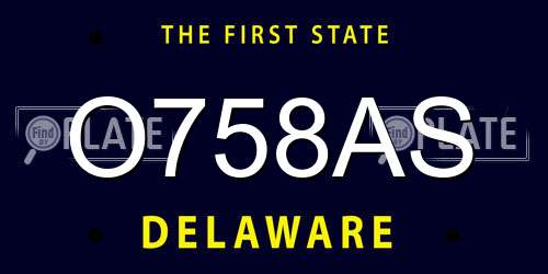 O758AS Delaware License Plate
