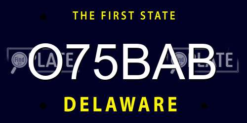 O75BAB Delaware License Plate