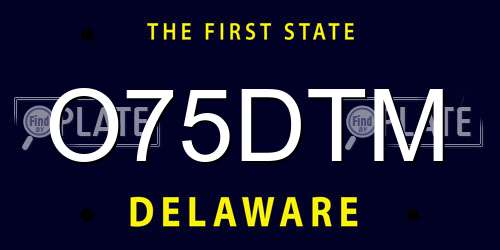 O75DTM Delaware License Plate