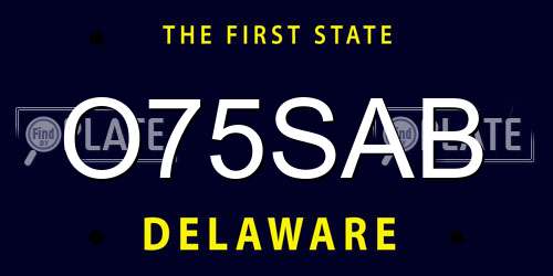 O75SAB Delaware License Plate