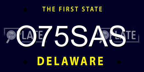 O75SAS Delaware License Plate