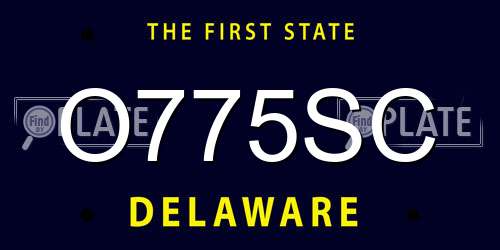 O775SC Delaware License Plate