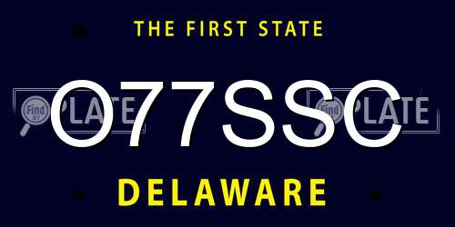 O77SSC Delaware License Plate