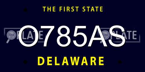 O785AS Delaware License Plate