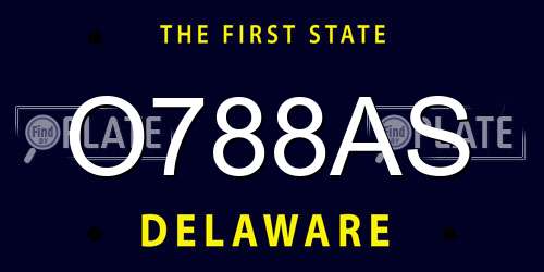 O788AS Delaware License Plate