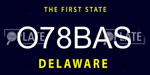 O78BAS Delaware License Plate