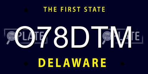 O78DTM Delaware License Plate