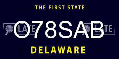 O78SAB Delaware License Plate