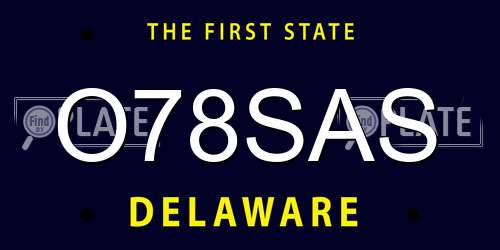 O78SAS Delaware License Plate
