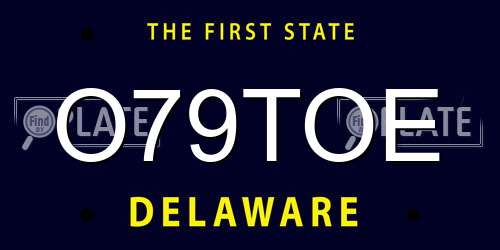 O79TOE Delaware License Plate