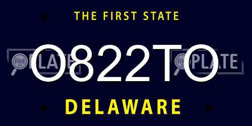 O822TO Delaware License Plate