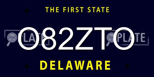 O82ZTO Delaware License Plate