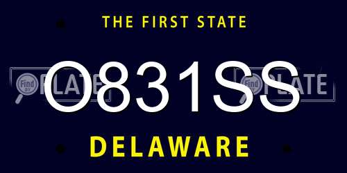 O831SS Delaware License Plate