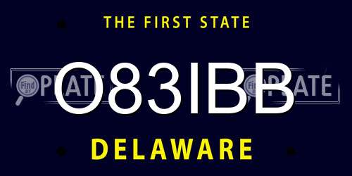 O83IBB Delaware License Plate