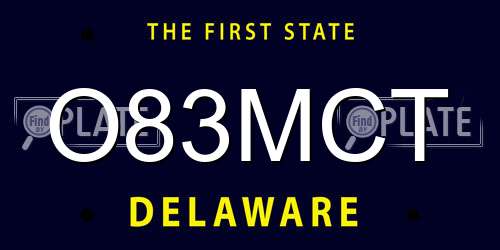 O83MCT Delaware License Plate