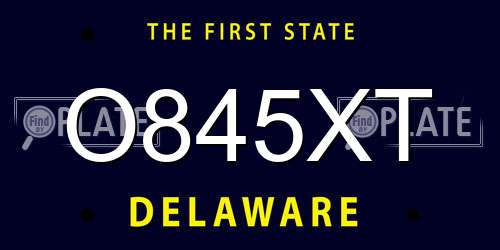 O845XT Delaware License Plate