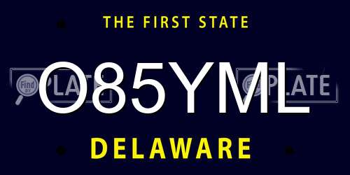 O85YML Delaware License Plate
