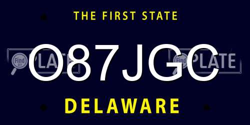 O87JGC Delaware License Plate