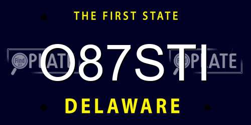 O87STI Delaware License Plate