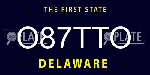 O87TTO Delaware License Plate