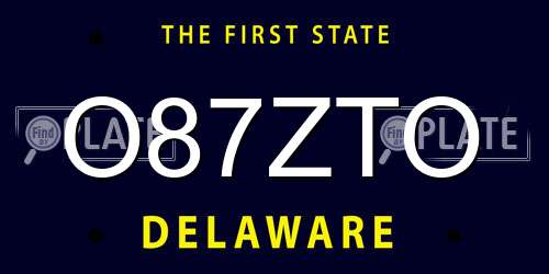 O87ZTO Delaware License Plate