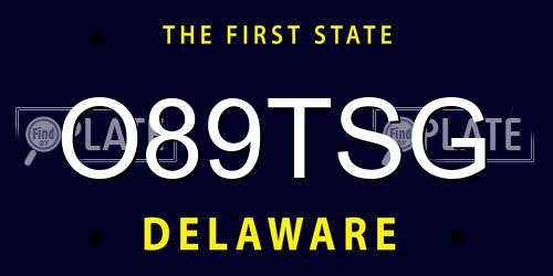 O89TSG Delaware License Plate