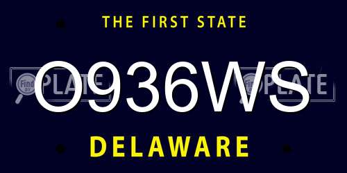 O936WS Delaware License Plate