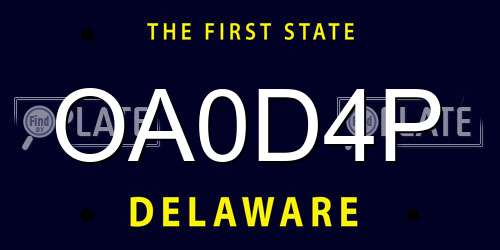 OA0D4P Delaware License Plate