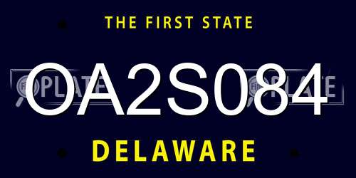 OA2S084 Delaware License Plate