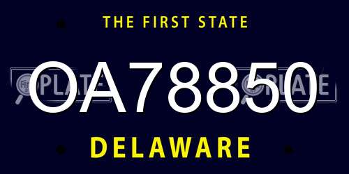 OA78850 Delaware License Plate