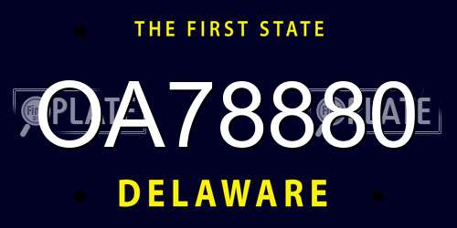 OA78880 Delaware License Plate